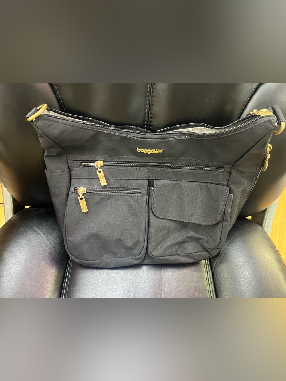 Baggallini Black Travel Organizer with Gold Hardware